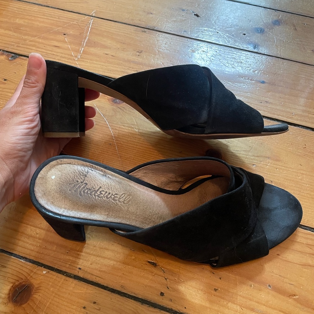 Madewell Black Suede Open-Toe Mules